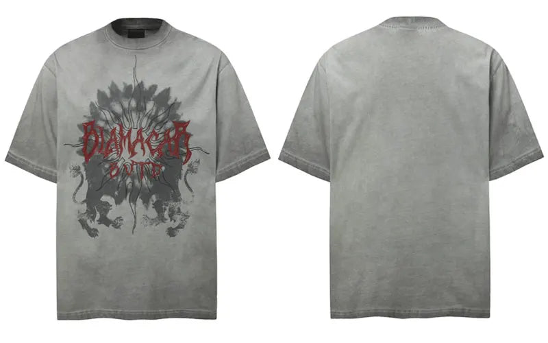 Vintage T-Shirt Y2K Grunge Graphic Printed Punk Gothic Short Sleeve Tshirt Streetwear Men Hip Hop Harajuku Casual Baggy Top Tee