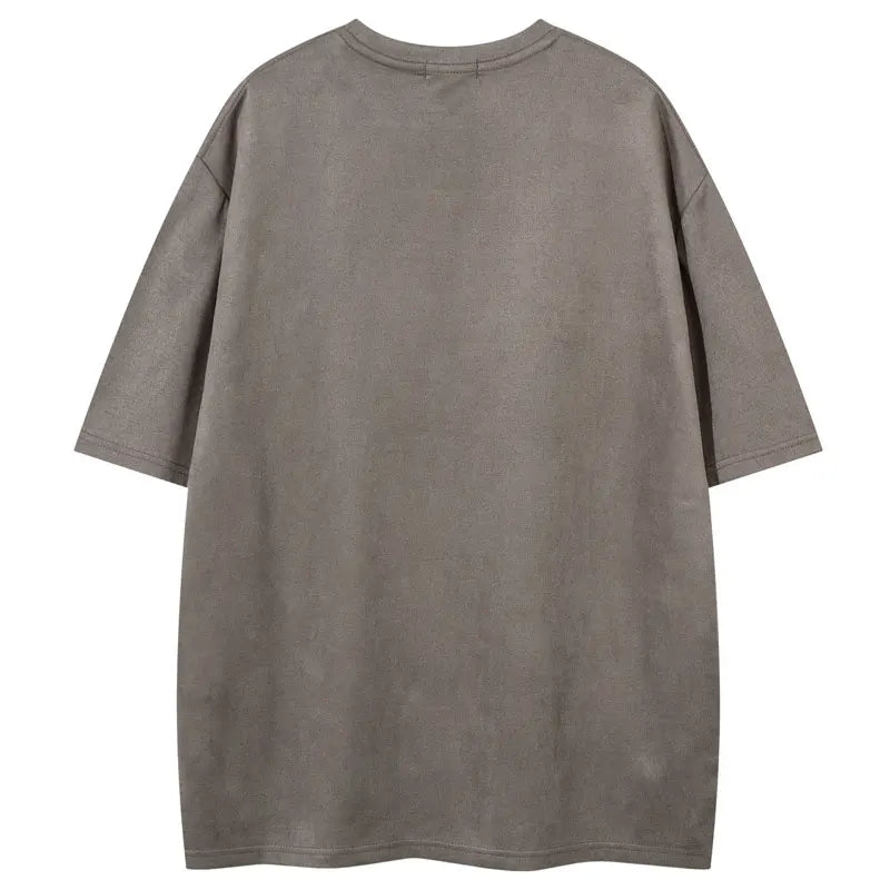 Vintage Suede T-Shirt Y2K Graphic Printed Racing Sport Oversized Tshirt Streetwear Men Hip Hop Harajuku Casual Baggy Top Tee