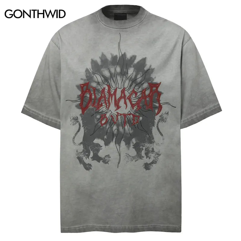 Vintage T-Shirt Y2K Grunge Graphic Printed Punk Gothic Short Sleeve Tshirt Streetwear Men Hip Hop Harajuku Casual Baggy Top Tee