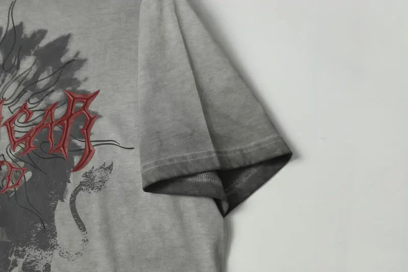 Vintage T-Shirt Y2K Grunge Graphic Printed Punk Gothic Short Sleeve Tshirt Streetwear Men Hip Hop Harajuku Casual Baggy Top Tee