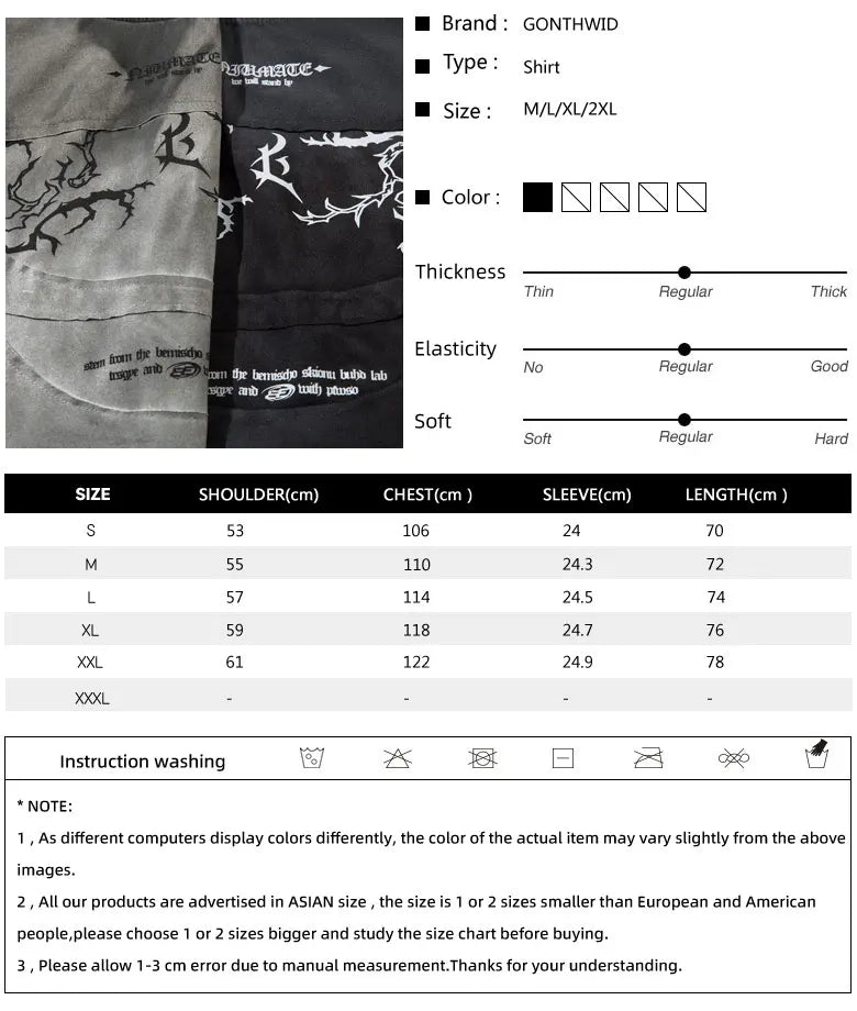 Vintage T-Shirt Y2K Grunge Graphic Printed Ripped Hole Tie Dye Streetwear Tshirt Hip Hop Harajuku Punk Gothic Baggy Top Shirts