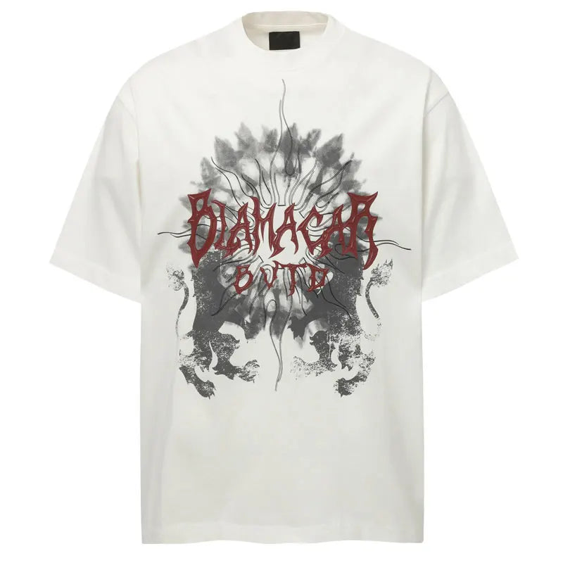 Vintage T-Shirt Y2K Grunge Graphic Printed Punk Gothic Short Sleeve Tshirt Streetwear Men Hip Hop Harajuku Casual Baggy Top Tee