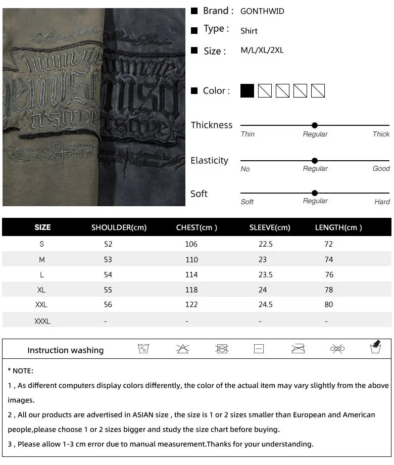 Vintage T-Shirt Y2K Grunge Embroidered Letter Patch Tie Dye Oversized Tshirt Streetwear Hip Hop Punk Gothic Baggy Harajuku Top