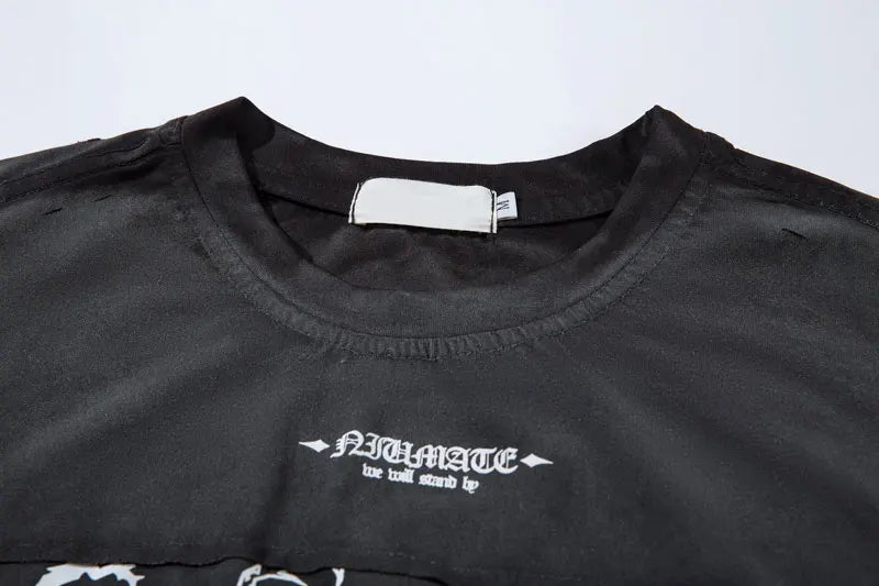 Vintage T-Shirt Y2K Grunge Graphic Printed Ripped Hole Tie Dye Streetwear Tshirt Hip Hop Harajuku Punk Gothic Baggy Top Shirts