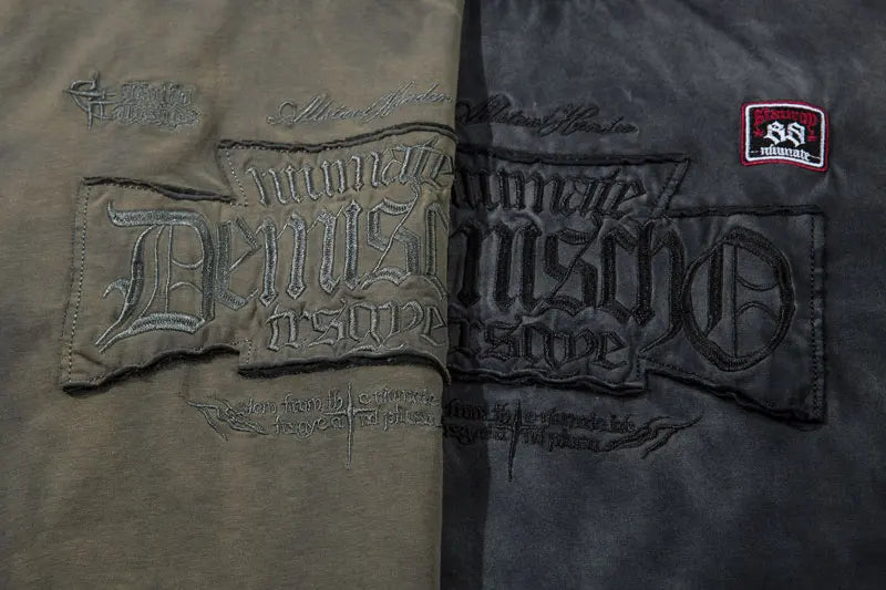 Vintage T-Shirt Y2K Grunge Embroidered Letter Patch Tie Dye Oversized Tshirt Streetwear Hip Hop Punk Gothic Baggy Harajuku Top